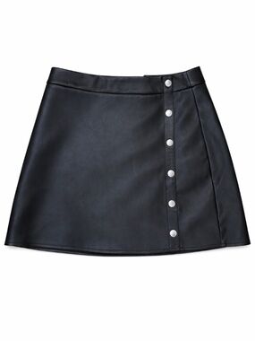 Bar III Button Down black skirt faux leather size Large